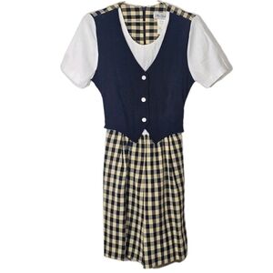 Miss Dorby Vintage 90s Womens Romper Sz 8 Petite Blue/cream